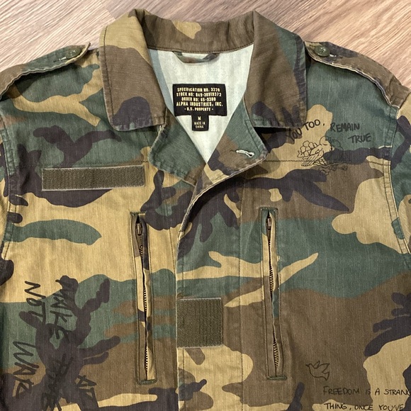Alpha Industries Green Camouflage Military Jacket - Picture 4 of 16